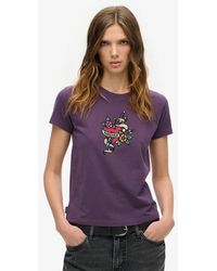 Superdry - & Co Small Tattoo Rhinestone Fitted T-shirt - Lyst