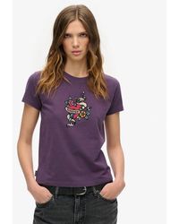 Superdry - Petit t-shirt ajusté à strass effet tatouage - Lyst