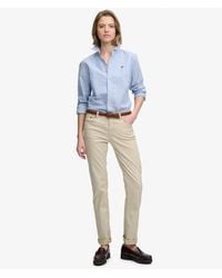 Superdry - & Co Mid Rise Slim Sateen Pants - Lyst