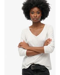 Superdry - & Co Long Sleeve V Neck Jersey Top - Lyst