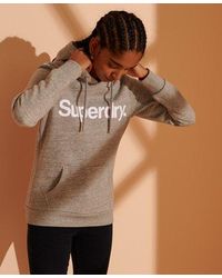 Superdry - Core Logo Flock Hoodie - Lyst