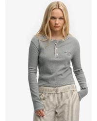 Superdry - & Co Athletic Essentials Button Down Long Sleeve Top - Lyst