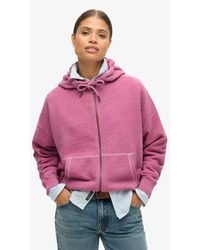 Superdry - Essential Logo Overdyed Hoodie Met Rits - Lyst