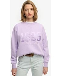 Superdry - & Co Varsity Satin Applique Crew Sweatshirt - Lyst