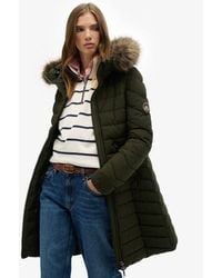 Superdry - Fuji Jas Met Capuchon En Imitatiebont - Lyst
