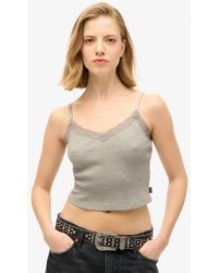 Superdry - & Co Essential Lace Trim Cropped Cami Top - Lyst