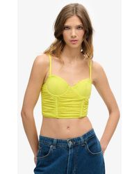 Superdry - & Co Ruched Mesh Crop Corset Top - Lyst