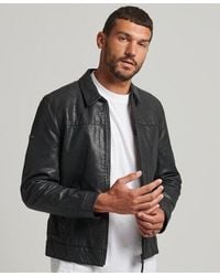 Superdry - Slim Fit Coach Leather Jacket - Lyst
