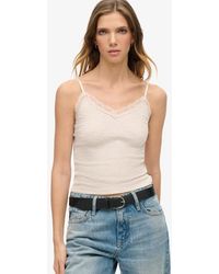 Superdry - & Co Ladies Slim Fit Lace Trim Athletic Essential Cami Top - Lyst