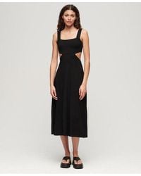 Superdry - Jersey Midi-jurk Met Uitsnijding - Lyst