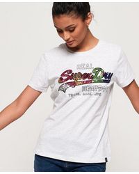 Superdry - Vintage Logo Carnival Sequin T-Shirt Ice Marl - Lyst