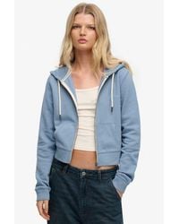 Superdry - & Co Essential Logo Cropped Zip Hoodie - Lyst