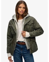 Superdry - Jersey Hood Military Borg Jacket - Lyst
