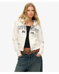 Superdry - Athletic Essentials Relaxed Cropped Zip Hoodie - Lyst