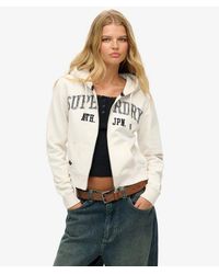 Superdry - Athletic Essentials Relaxed Cropped Zip Hoodie - Lyst