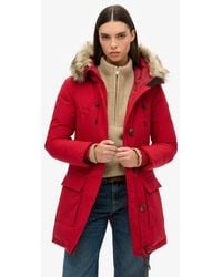 Superdry - & Co Hooded Faux Fur Down Parka Coat - Lyst