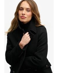 Superdry - Double Breasted Wool Blend Coat - Lyst