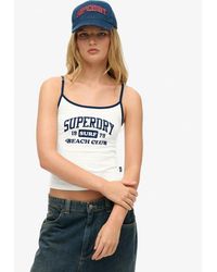 Superdry - & Co Ladies Slim Fit Logo Print Athletic Essentials Branded Cami Top - Lyst
