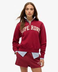 Superdry - Athletic Essentials Sweatshirt Met Applicatie En Halve Rits - Lyst