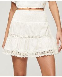 Superdry - Ladies Loose Fit Textured Ibiza Lace Mix Mini Skirt - Lyst