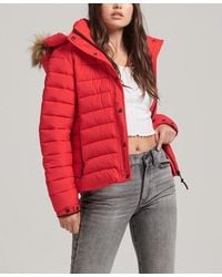 Superdry - Faux Fur Short Hooded Puffer Jacket - Lyst