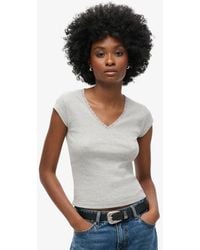 Superdry - Athletic Essentials Lace Trim V-neck Top - Lyst