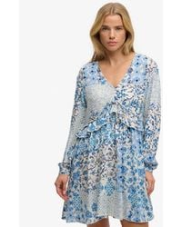 Superdry - Geweven Gelaagde Mini-jurk Grootte: 42 - Lyst