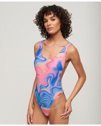 Superdry - Printed Scoop Back Swimsuit - Lyst