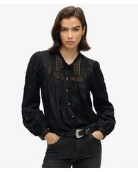 Superdry - & Co Woven Lace Long-sleeved Blouse - Lyst