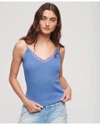 Superdry - Organic Cotton Essential Rib Lace Cami Top - Lyst