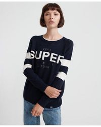 Superdry - 90's Logo Intarsia Knit Jumper Eclipse - Lyst