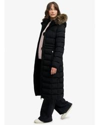 Superdry - & Co Hooded Faux Fur Fuji Long Jacket - Lyst