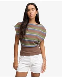 Superdry - Deep Rib Stripe Bardot Top Slanke Pasvorm - Lyst