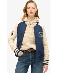 Superdry - & Co College Script Graphic Jersey Bomber Jacket - Lyst