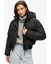 Superdry - Ladies Slim Fit Hooded Sports Puffer Bomber Jacket - Lyst