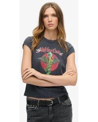 Superdry - & Co Motley Crue X & Co Cap Sleeve T-shirt - Lyst