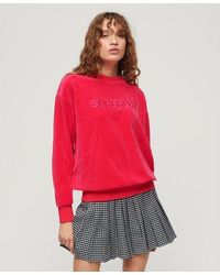 Superdry - Ladies Boxy Fit Graphic Embroidered Velour Crew Sweatshirt - Lyst