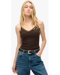 Superdry - & Co Ladies Slim Fit Lace Trim Athletic Essential Cami Top - Lyst