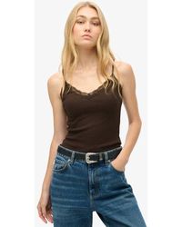 Superdry - Ladies Slim Fit Lace Trim Athletic Essential Cami Top - Lyst