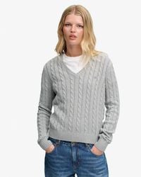 Superdry - & Co Washed V Neck Cable Jumper - Lyst