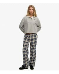 Superdry - & Co Cotton Check Elastic Trousers - Lyst