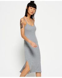 Superdry - Midi Slip Dress Marl/ Stripe - Lyst