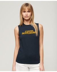 Superdry - Ladies Slim Fit Logo Print Sport Luxe Graphic Fitted Tank Top - Lyst