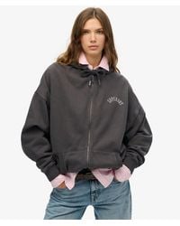 Superdry - & Co Cotton Logo Print Athletic Essentials Oversized Zip Hoodie - Lyst