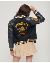 Superdry - College Patched Varsity Jacket Navy - Lyst