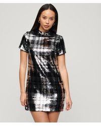 Superdry - & Co High Neck Sequin Check T-shirt Dress - Lyst