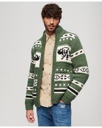 Superdry - Chunky Knit Patterned Zip Through Cardigan - Lyst