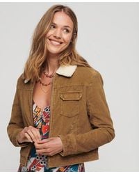 Superdry - Classic Cropped Sherpa Lined Cord Jacket - Lyst