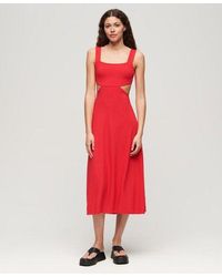 Superdry - Ladies Slim Fit Jersey Cutout Midi Dress - Lyst