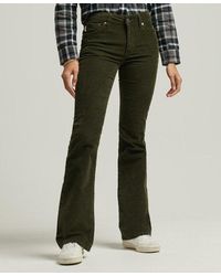 Superdry Mid Rise Slim Cord Flare Jeans - Green